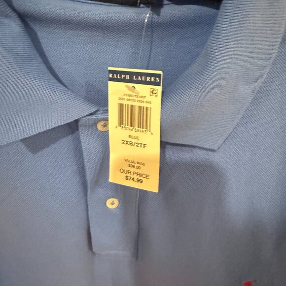 NWT Polo Ralph Lauren Men's Big & Tall Classic-Fit Blue Mesh Polo Size 2XB - Picture 6 of 6